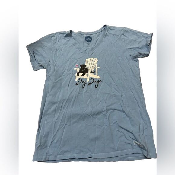 Life is Good Dog Days Dog and Wine Tshirt - Picture 1 of 4